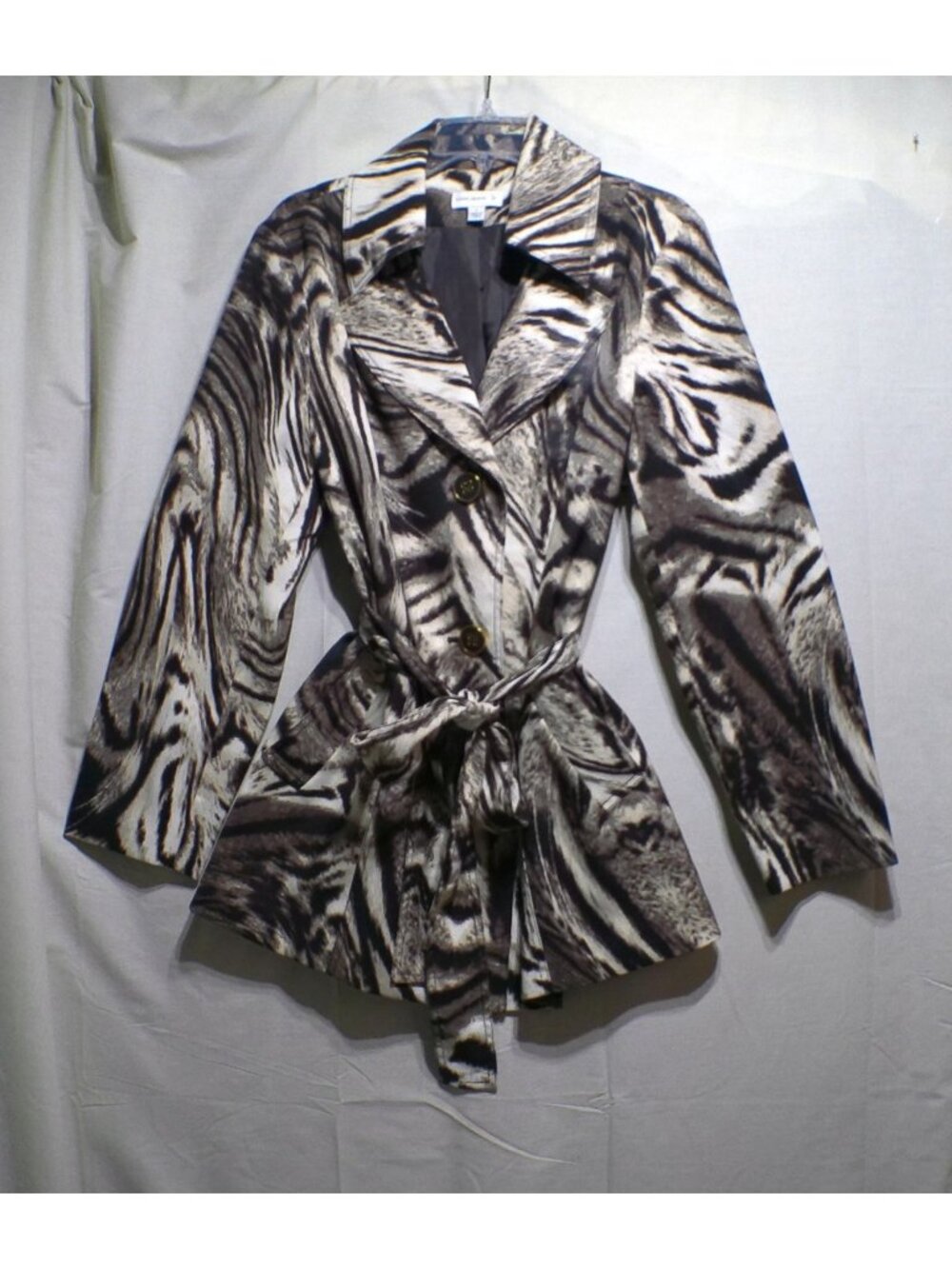 Susan Graver Rain Coat Jacket Tiger Animal Print Large NWOT